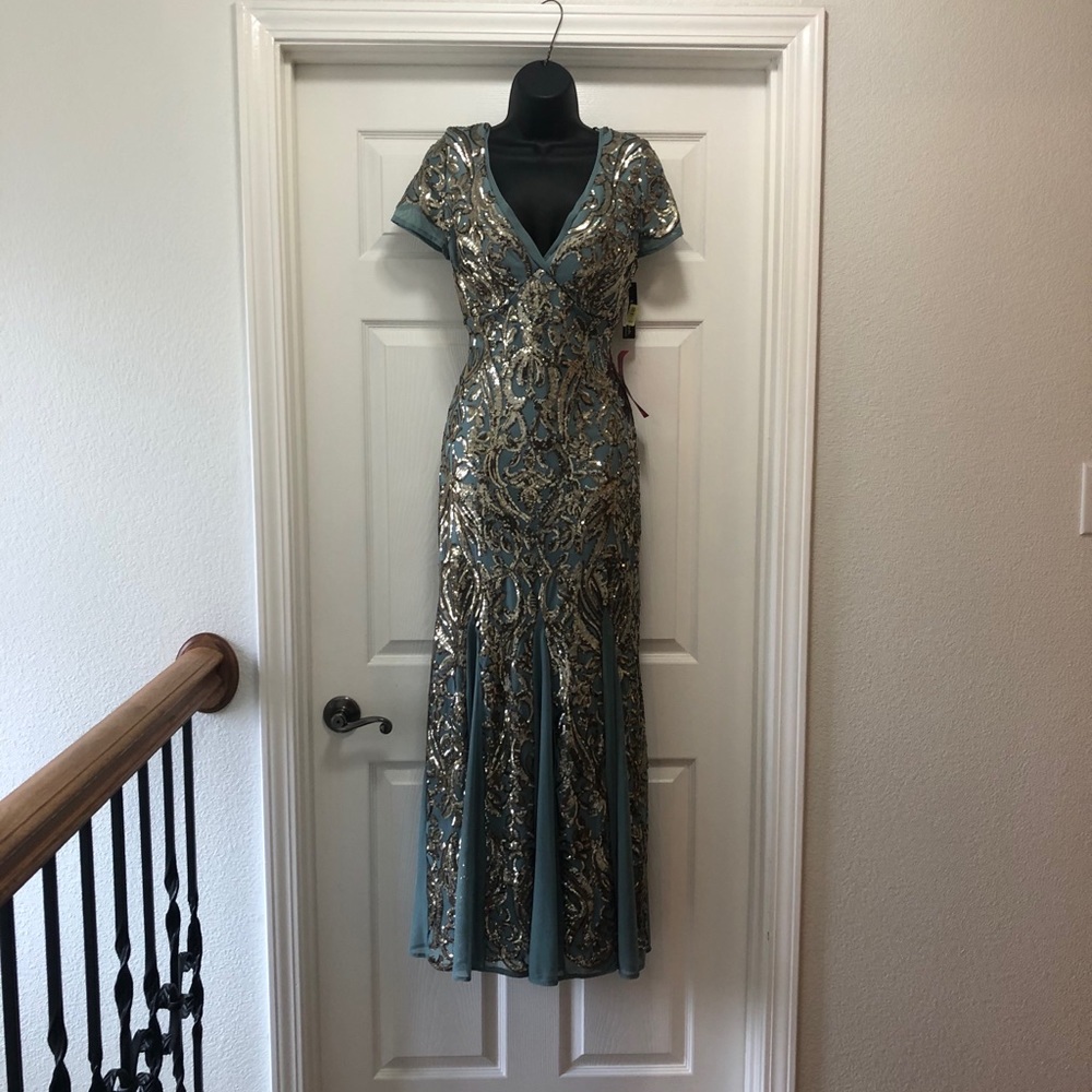 R & M Richards Allover Sequin Embroidered Mermaid